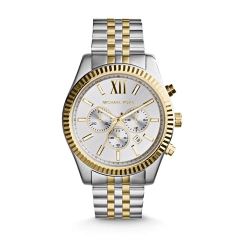 michael kors mk 8642|oversized lexington two tone watch.